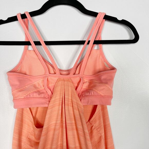 Athleta XSmall Coral Orange Spacedye Strappy Built In Bra Tank Top Yoga Workout - Picture 7 of 7